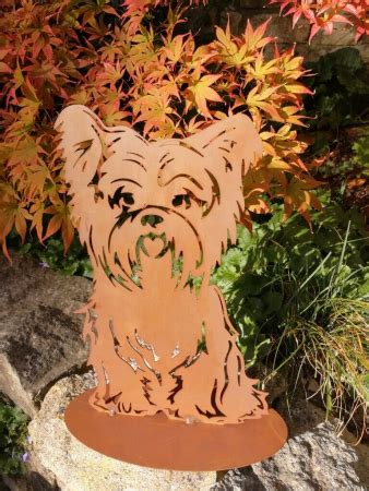 Gartenfiguren Skulpturen Garten Terrasse Hund Edelrost Auf Platte