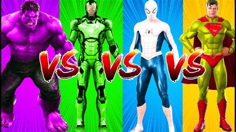 Superhero Color Dance Challenge Purple Hulk Vs Green Iron Man Vs White