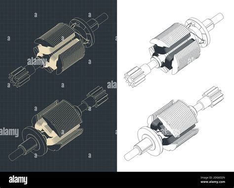 Ilustración vectorial estilizada de los dibujos isométricos del rotor