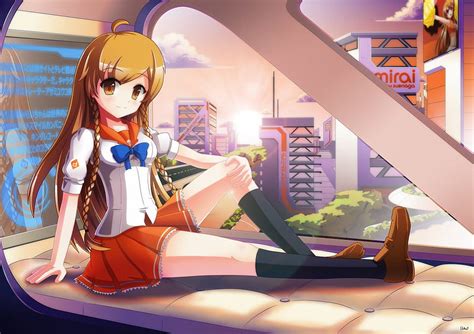 Suenaga Mirai Orange Cg Sunset Thigh Highs Avatar Clouds Japan