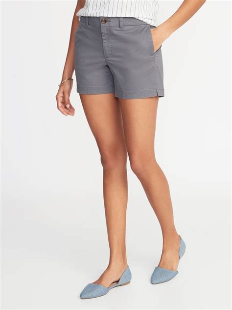 Mid Rise Twill Everyday Shorts For Women 5 Inch Inseam Old Navy