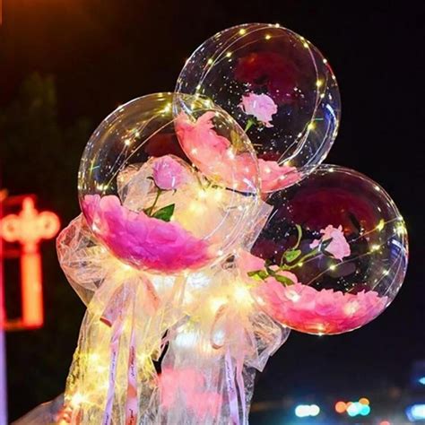 Led Balloons Light Up Balloons Led Luminous Balloon Rose Bouquet Clear Bobo Balloons With