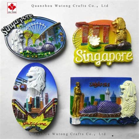 OEM Magnet Polyresin Tourist Souvenir Singapore Merlion Resin Fridge