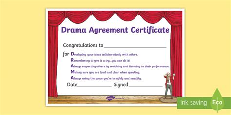 Drama Agreement Certificate Nauczyciel Wykona Twinkl