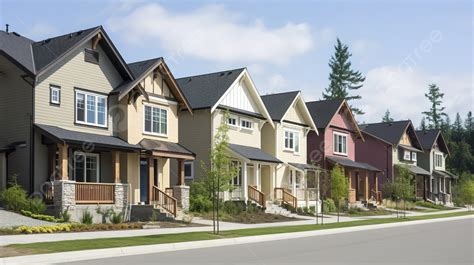 Row Of Houses In A Beautiful Neighborhood Background, Picture Of New ...