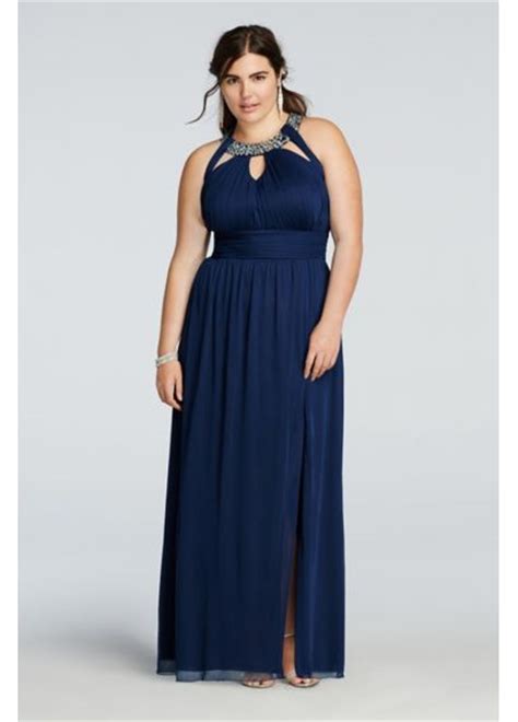 Beaded Halter Plus Size Prom Dress With Cut Outs Davids Bridal