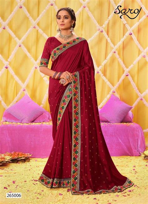 Saroj Nakshikaa Party Wear Vichitra Silk Sarees Catalog