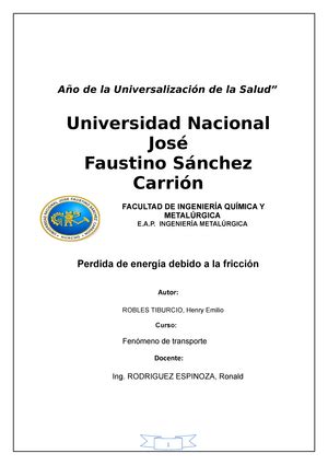 Fenomeno DE Transporte 2024 Fenómenos de transporte Studocu