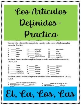 Los Articulos Definidos Definite Articles In Spanish By The Growing