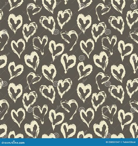 Seamless Heart Pattern Hand Painted Ink Brush Stock Vector