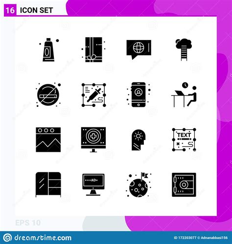 Solid Icon Set Pack Of 16 Glyph Icons Isolated On White Background For