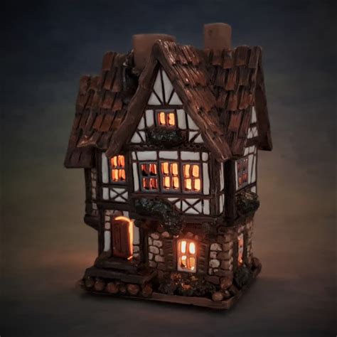 Ceramic House Tealight Candle Holder Incense Burner Home Decoration