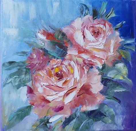 Oil painting - Pink Roses. Sold. - MilaMirosh