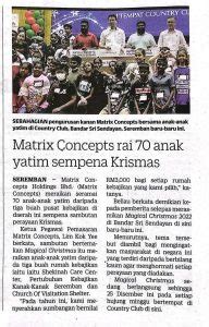 Kosmo 13 December 2022 Matrix Concepts Rai 70 Anak Yatim Sempena