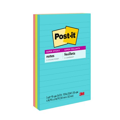 Post It Super Sticky Lined Notes Sticky Note Pads X In School