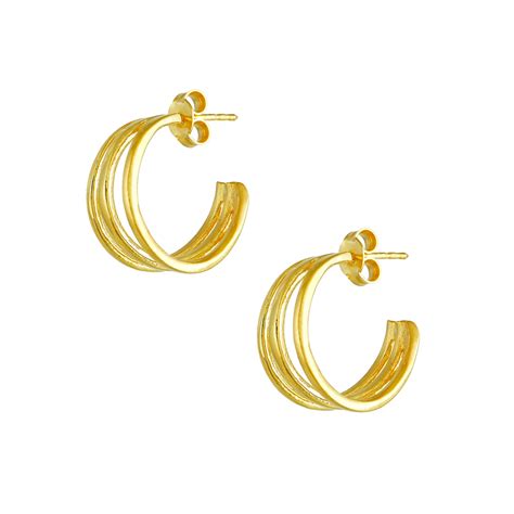 Triple Hoop Earrings 18k Gold Plated