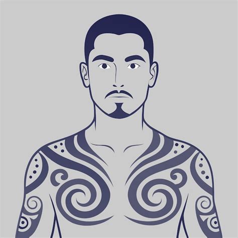 A Drawing Of A Man With A Tattoo On His Chest Premium Ai Generated Vector