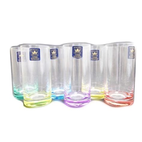 Jogo Copos Cristal Alto Barware Ml Colorido Bohemia Madeiramadeira