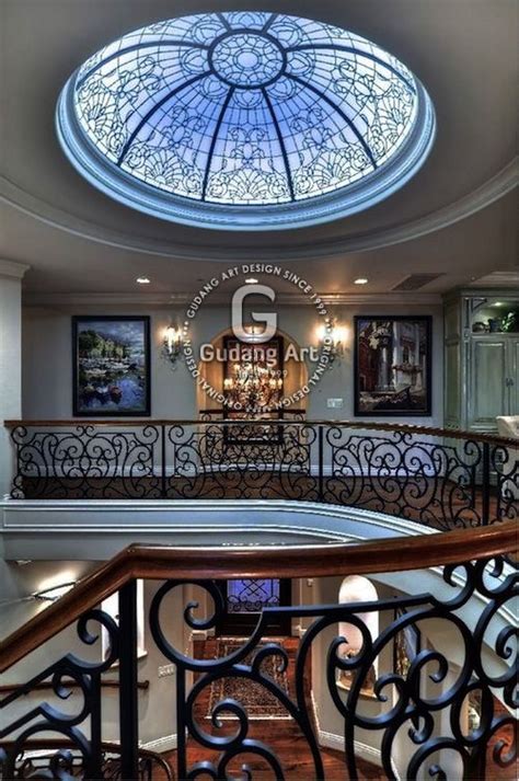 Grand Entrance Foyer Ideas With Stained Leaded Glass Dome Ceilings