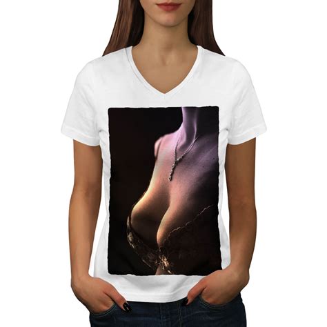 Wellcoda Sexual Woman Body Womens V Neck T Shirt Erotic Bra Graphic Design Tee Ebay