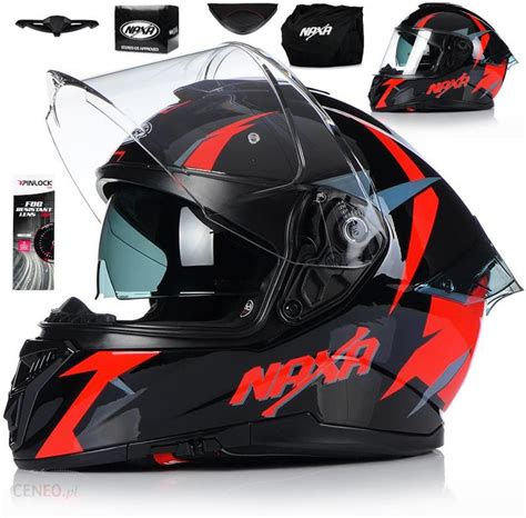 Kask Motocyklowy Naxa F27 Fiberglass Czarno Czerwony Pinlock Opinie