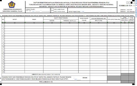 Formulir 1721 A1 Excel Lengkap Berbagi Informasi