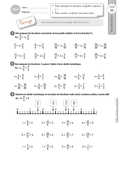 CM1 EXERCICES Décomposer les fractions Fractions Fraction cm2 Cm1