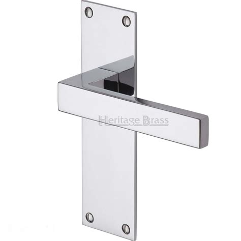 Heritage Brass Metro Door Handle On Flat Latch Plate Polished Chrome Handles4doors