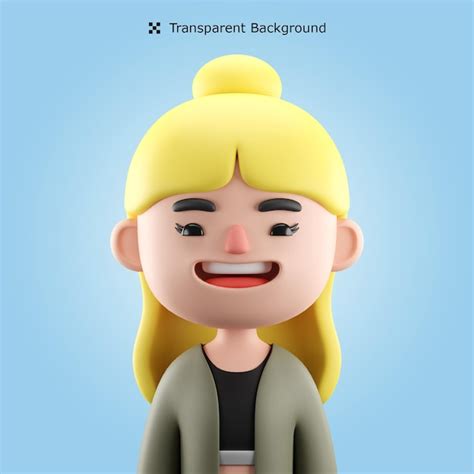 Avatar De Personaje De Dibujos Animados Femenino 3d Psd Aislado En