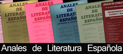 Anales De Literatura Espa Ola