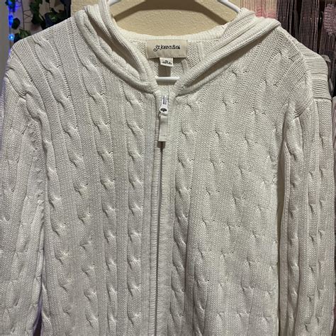 Trendy Y2k Cable Knit Zip Up 🤍 • Size Xl Fits Like Depop