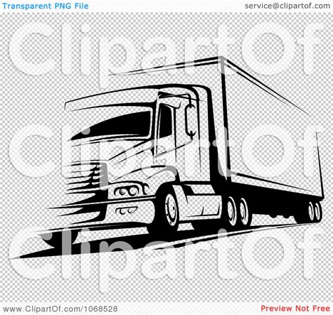 Clipart Black And White Big Rig Truck 2 Royalty Free Vector