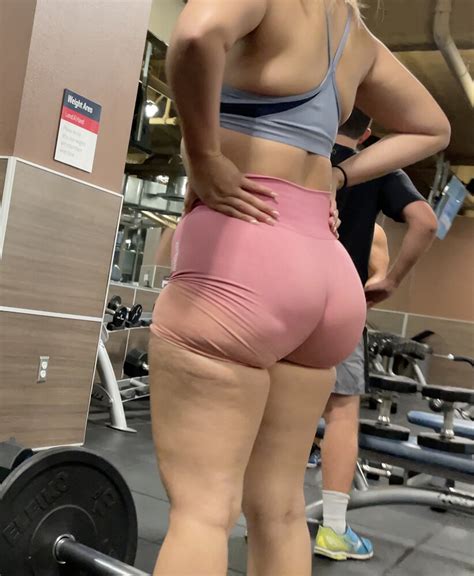 Super Thick Blonde PAWG In Pink Spandex Shorts At The GYM Not OC