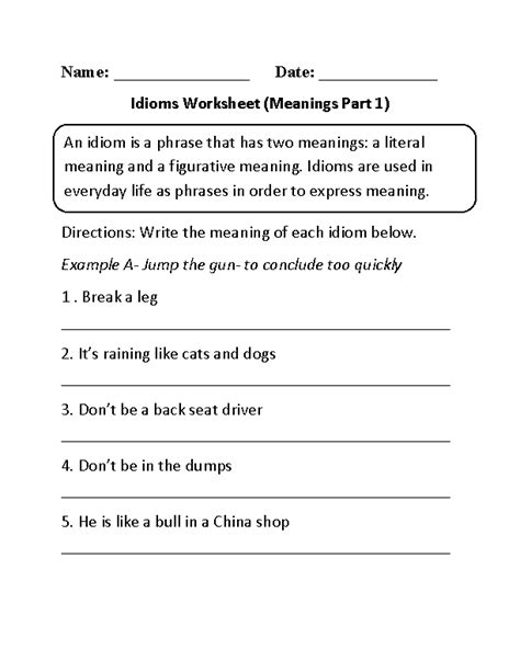 Figures Of Speech Worksheets Figure Of Speech