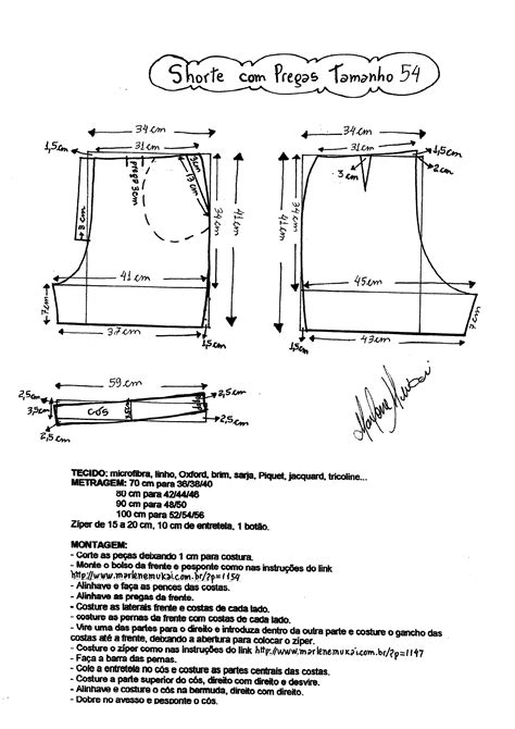 Short Diy Molde Corte E Costura Marlene Mukai