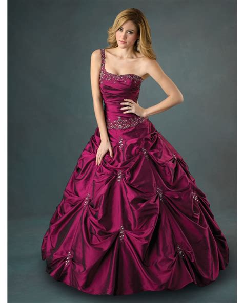 Purple Ball Gown One Shoulder Lace Up Floor Length Beading Embroidered