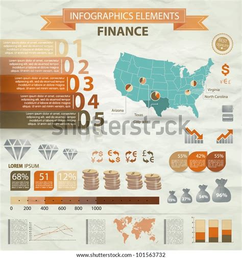 Old Infographics Set Usa Map Information Stock Vector Royalty Free