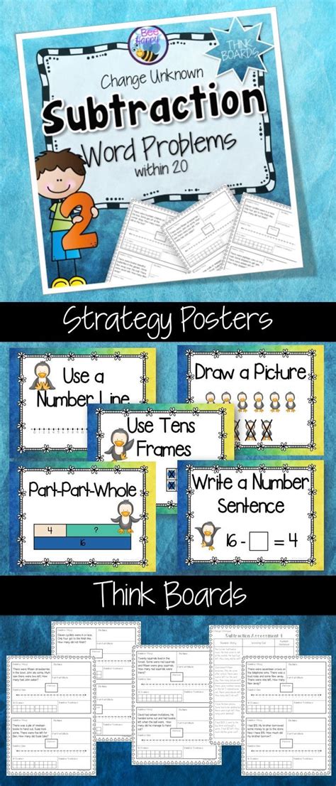 These Think Boards Help Students To Solve Change Unknown Subtraction