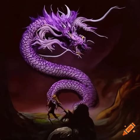 Art Of A Purple Chinese Dragon Breathing Lightning On Craiyon