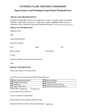 Fillable Online Wgfd Wyo Wyoming Sage Grouse Conservation Project