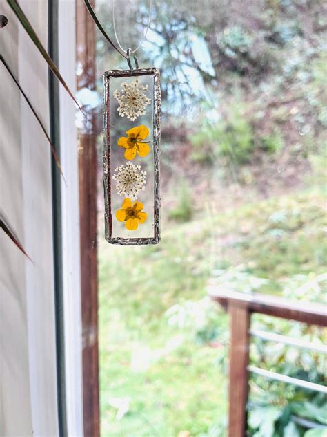 Stained Glass Hanging Flower Ornament, Hanging Charm, Hand Made - Etsy