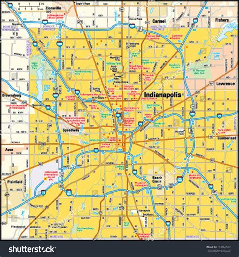 Indianapolis Indiana Area Map Stock Vector (Royalty Free) 153666563