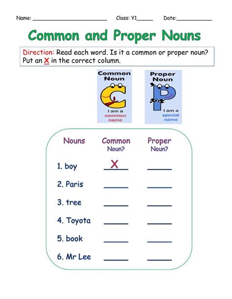 Common And Proper Nouns Worksheets