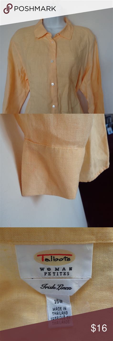 Talbots Yellow Linen Blouse 16w This Blouse Is Made Of 100 Linen Hand