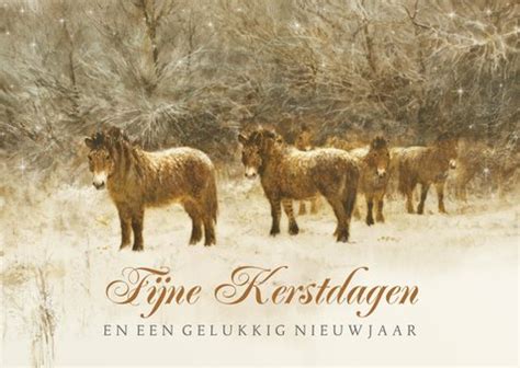 Kerstkaart Met Kudde Paarden In Winterlandschap Kaartje Go