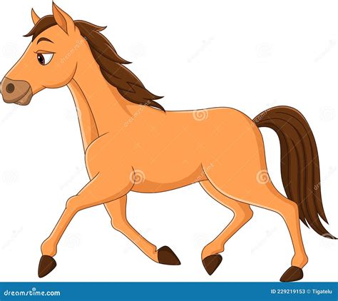 Cartoon Brown Horse Running on White Background Stock Vector - Illustration of cute, animal ...