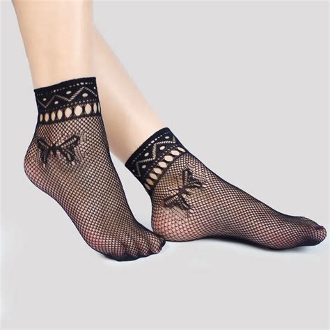 Lolita Flora Chaussettes Courtes En Maille Et Soie Pour Femmes