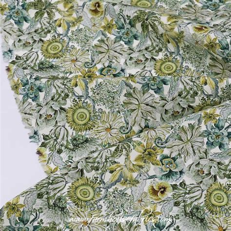 Cotton Poplin Weight Liberty Of London Printed Floral Green