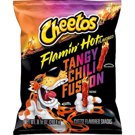 Cheetos Flamin Hot Flavored Tangy Chili Fusion Cheese Flavored Snacks