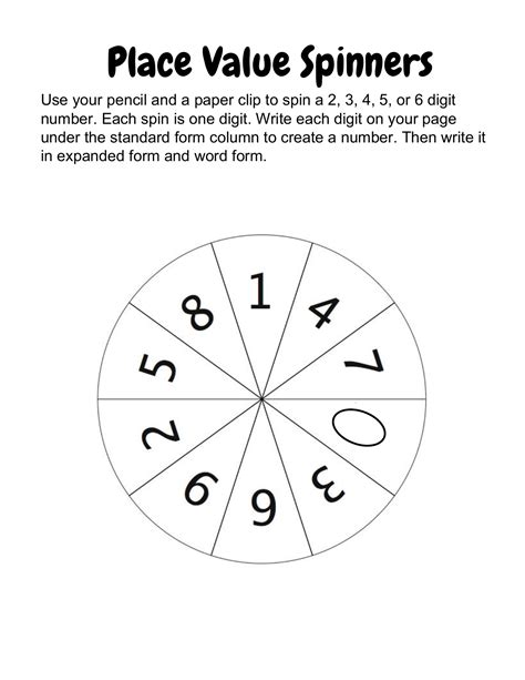 Place Value Spinners Resource Preview Place Values Word Form Fun